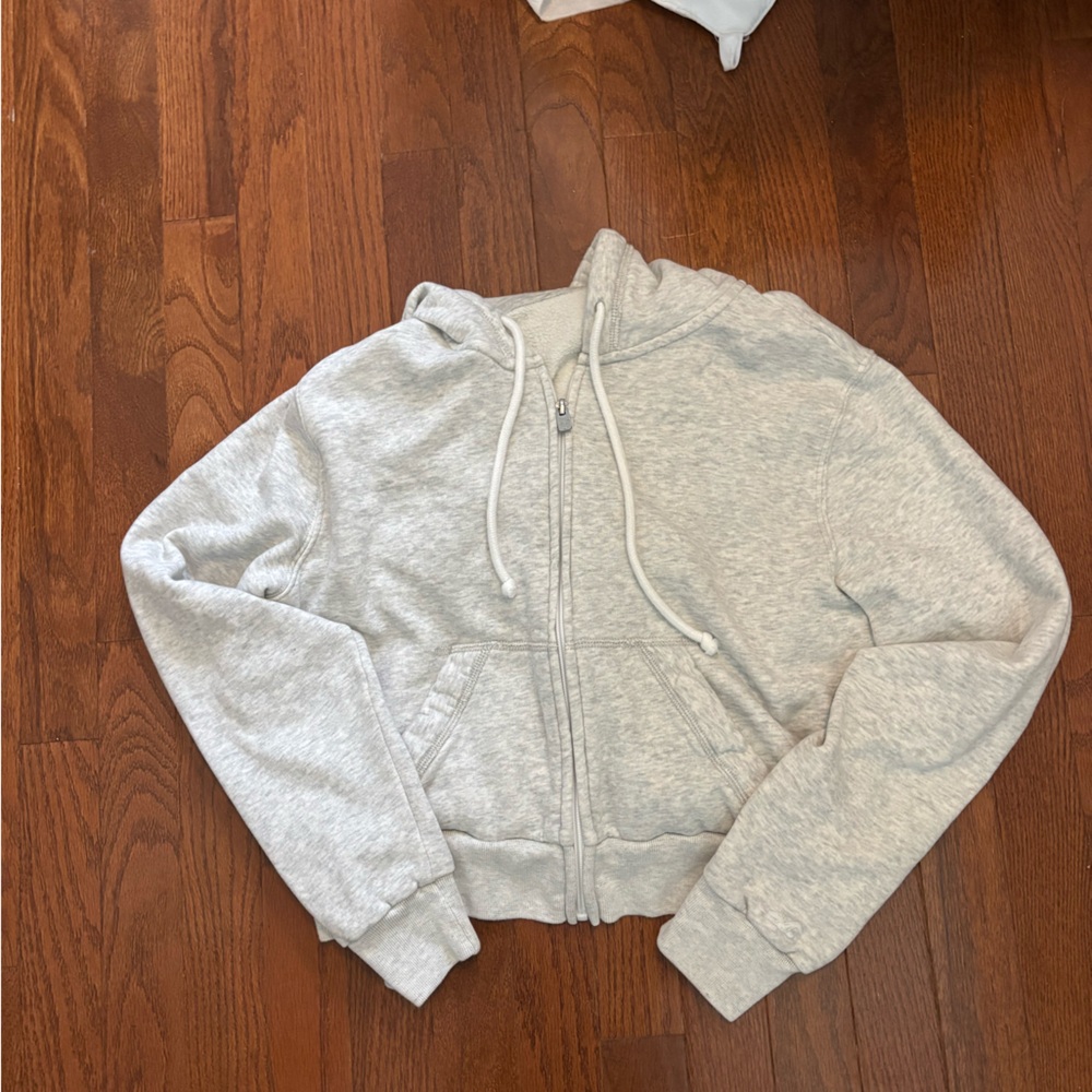 Hollister Light Gray Zip-Up Hoodie